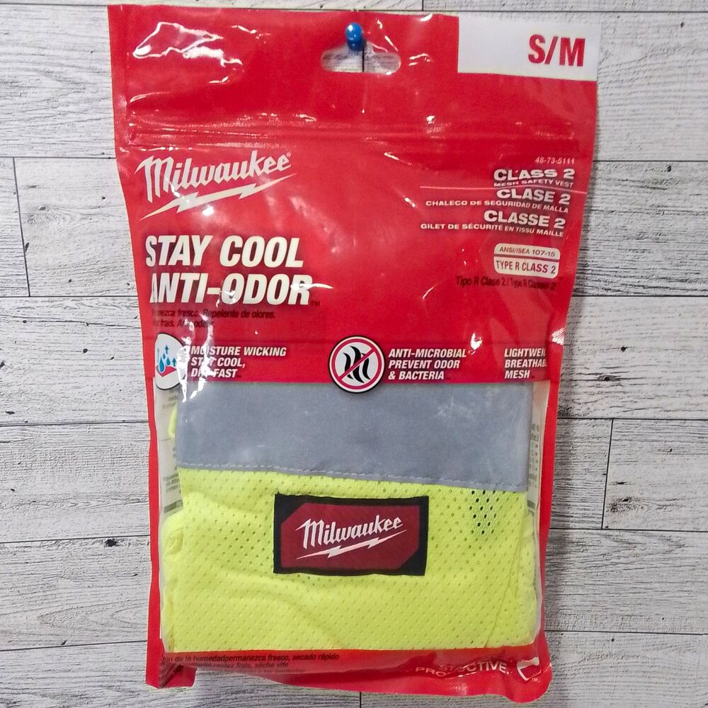 Milwaukee Class 2 Mesh Hi-Vis Safety Vest, Yellow/Gray, S/M 48-73-5111